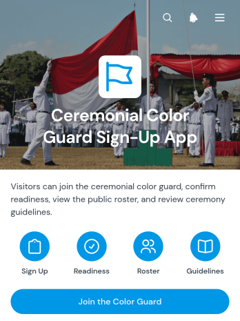 Ceremonial Color Guard Sign-Up App Template