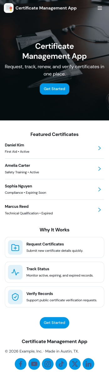 Certificate Management App Template