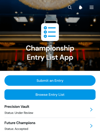 Championship Entry List App Template