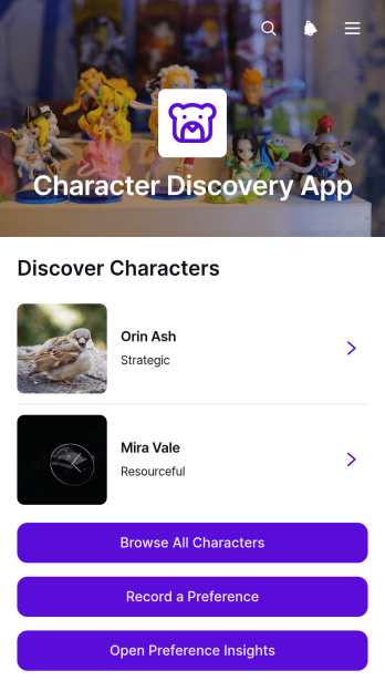 Character Discovery App Template