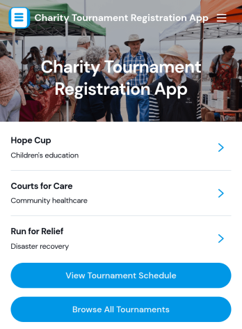 Charity Tournament Registration App Template