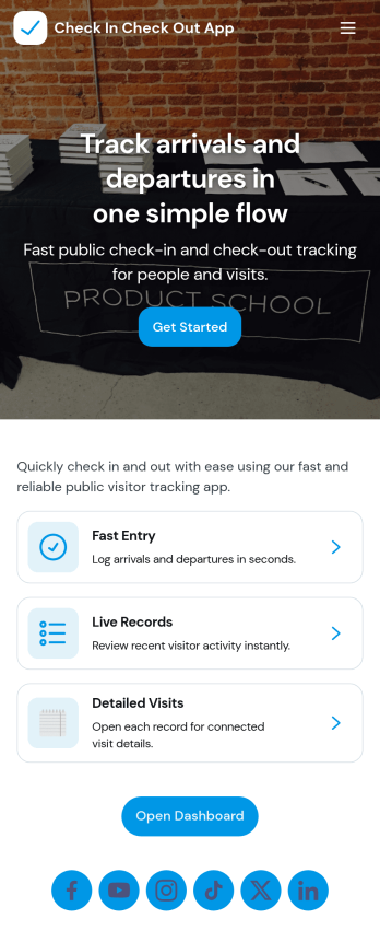 Check In Check Out App Template