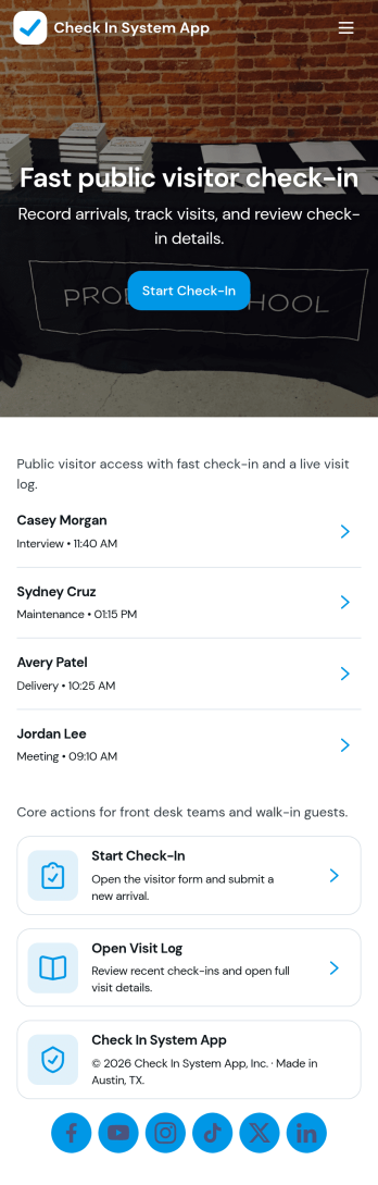Check In System App Template