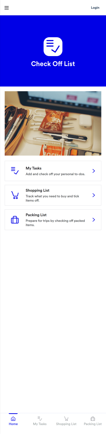 Check Off List App Template