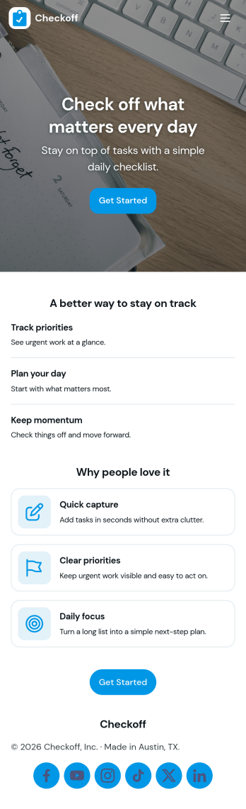 Check Off List App Template