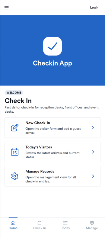 Checkin App Template