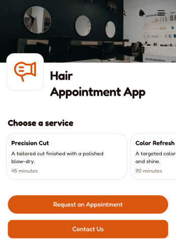 Cheer Hair Appointment App Template