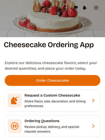 Cheesecake Ordering App Template