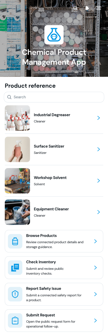 Chemical Product Management App Template