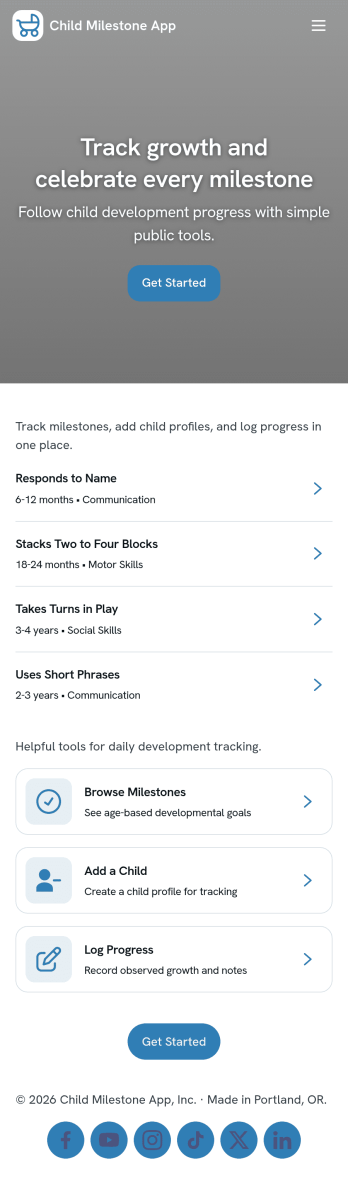 Child Milestone App Template