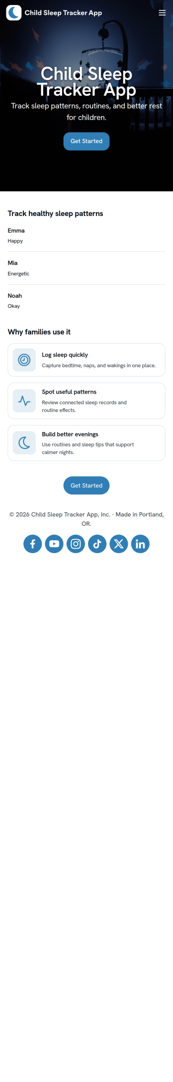 Child Sleep Tracker App Template