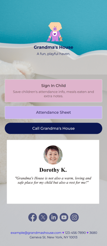Childcare Sign In App Template