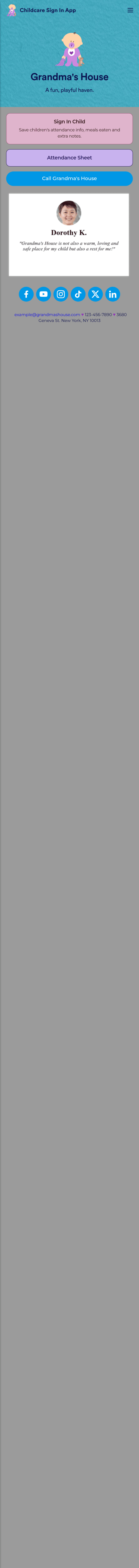 Childcare Sign In App Template
