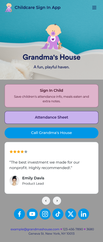 Childcare Sign In App Template