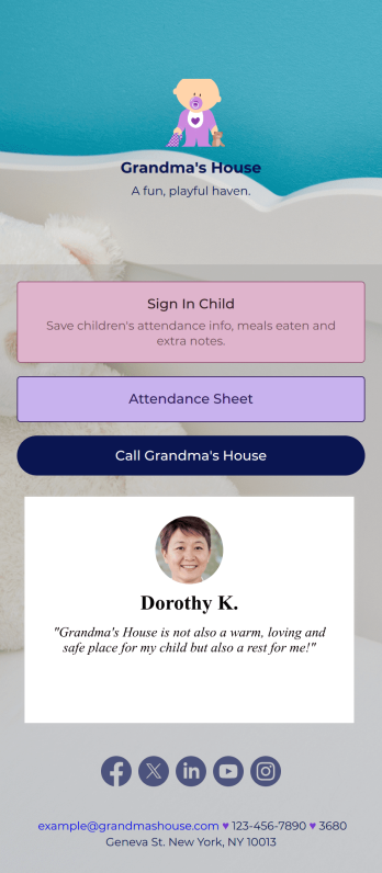 Childcare Sign In App Template