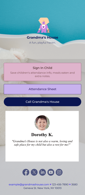 Childcare Sign In App Template