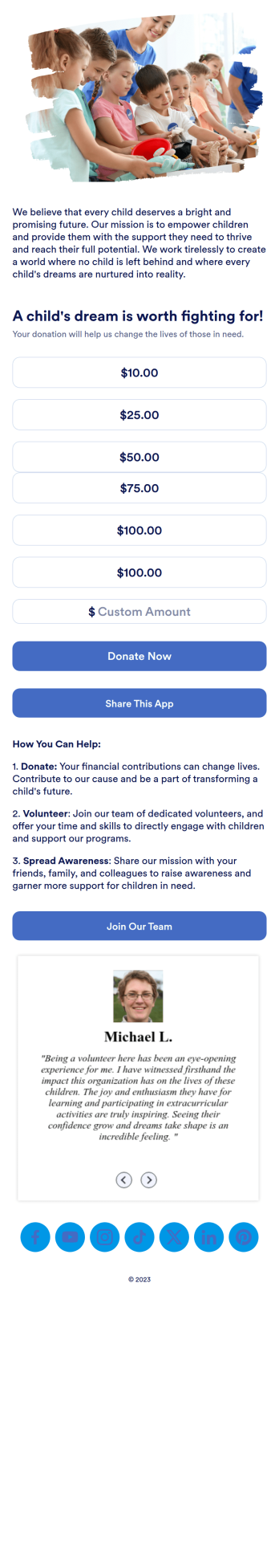 Children Charity App Template