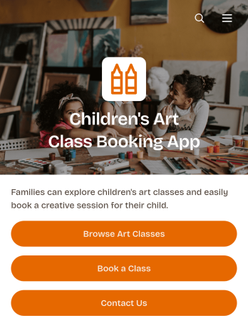 Children's Art Class Booking App Template