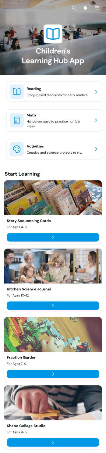 Children's Learning Hub App Template