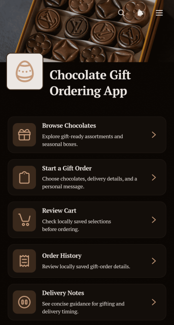 Chocolate Gift Ordering App Template