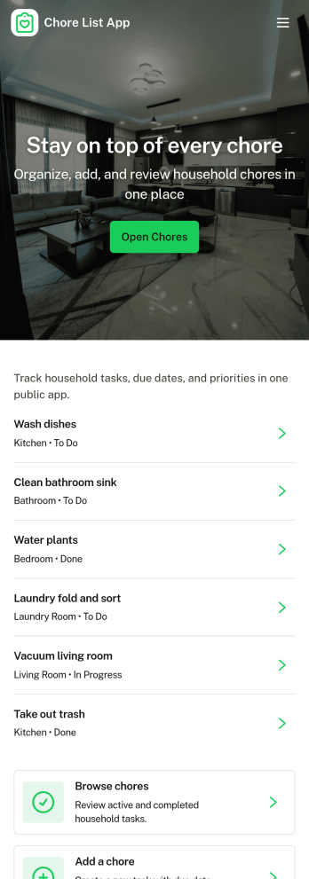 Chore List App Template