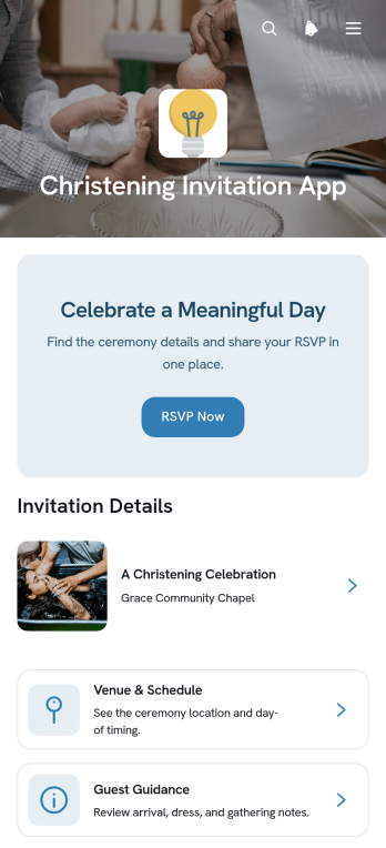 Christening Invitation App Template