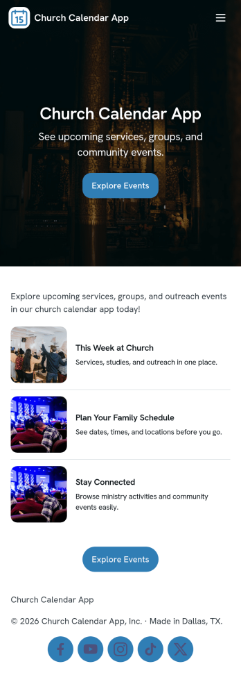 Church Calendar App Template