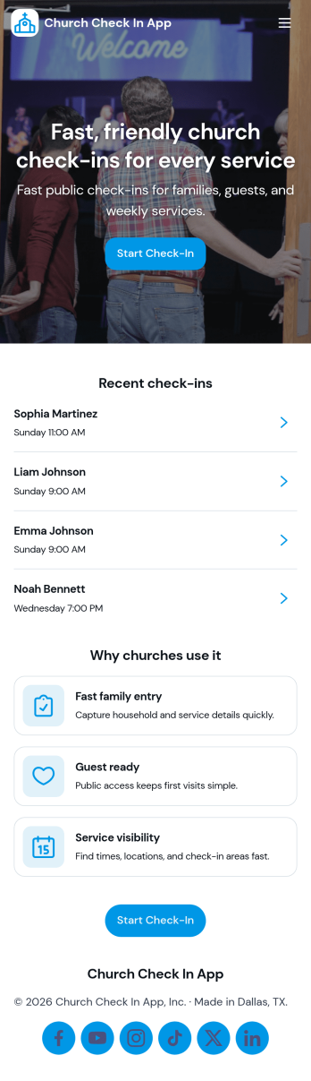 Church Check in App Template