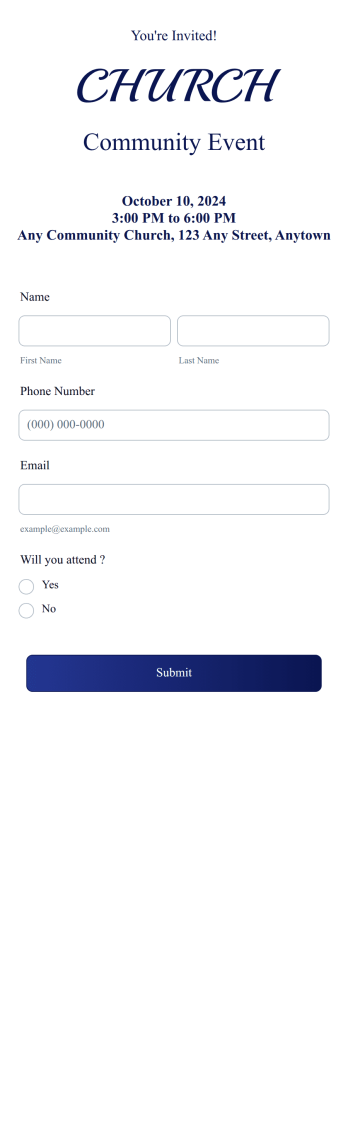 Church Event RSVP App Template