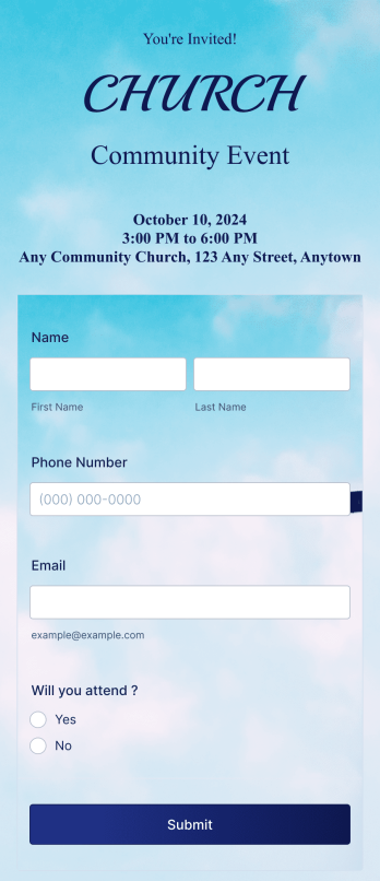 Church Event RSVP App Template