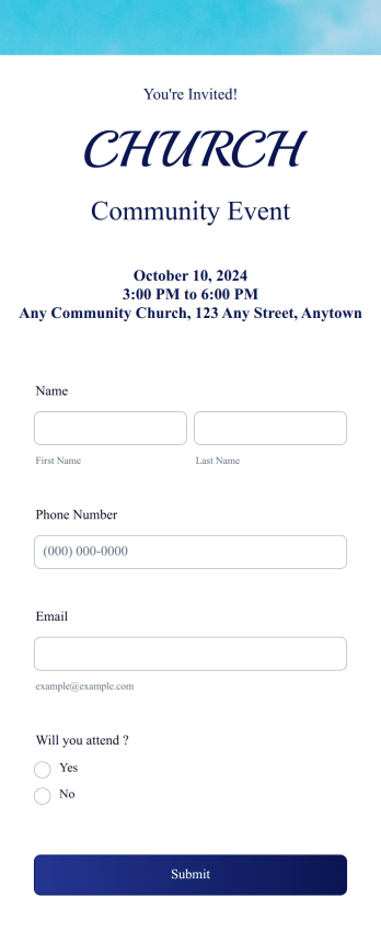 Church Event RSVP App Template