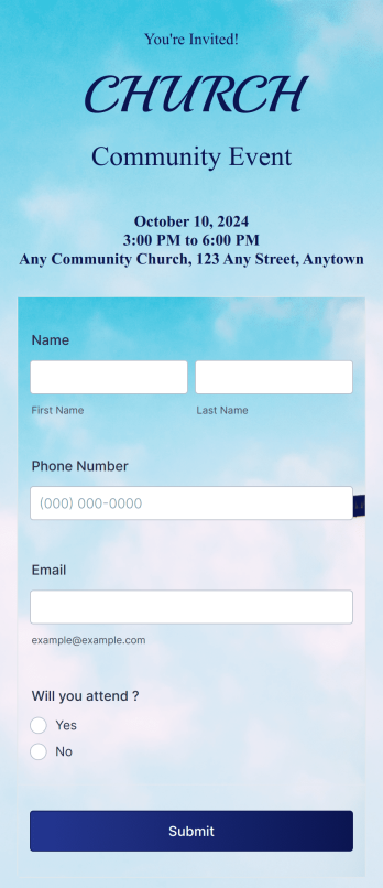 Church Event RSVP App Template