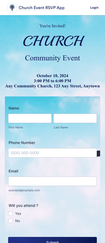 Church Event RSVP App Template