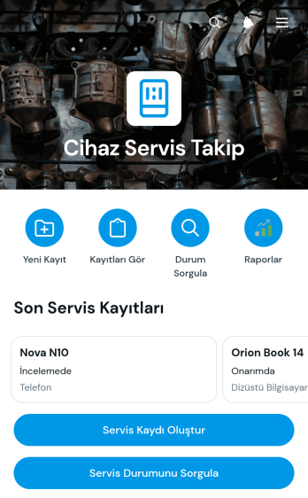 Cihaz Servis Takip Uygulama Șablonu