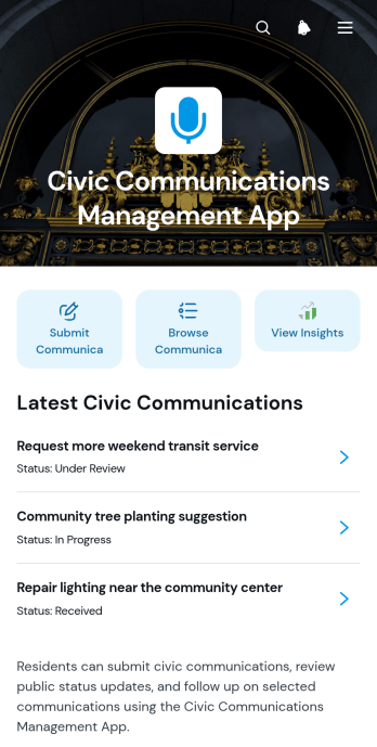 Civic Communications Management App Template