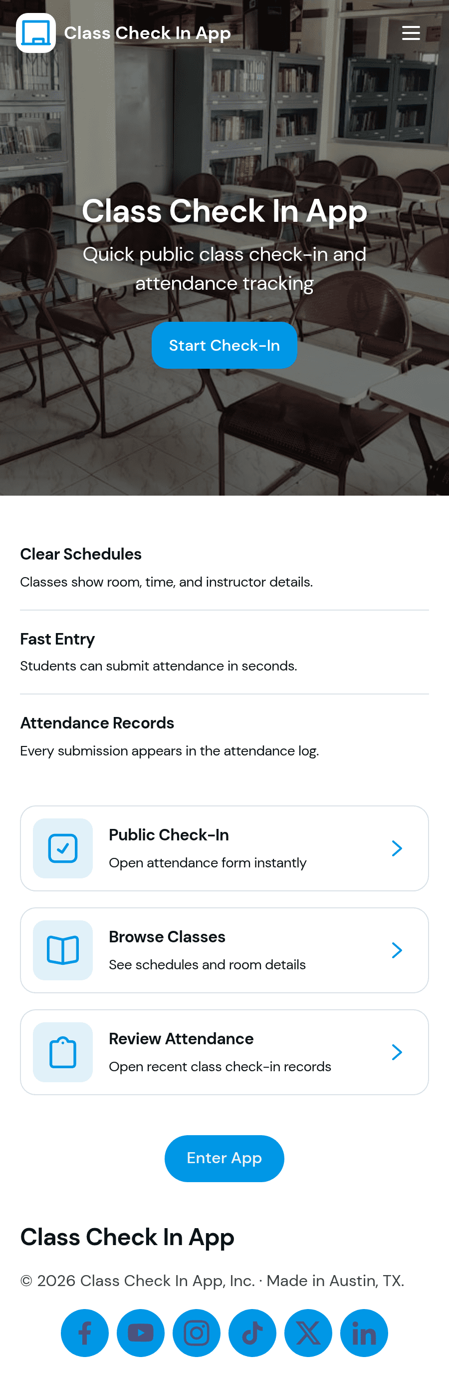 Class Check in App Template | Jotform