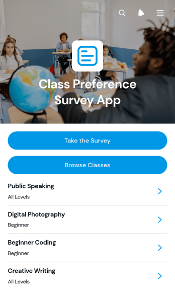 Class Preference Survey App Template