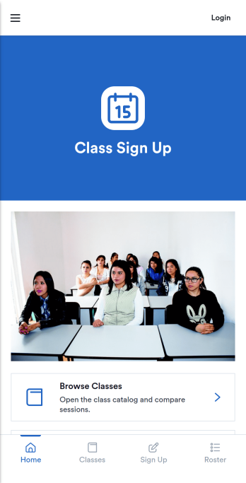 Class Sign Up App Template