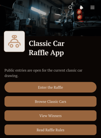 Classic Car Raffle App Template