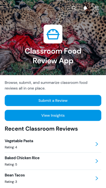 Classroom Food Review App Template