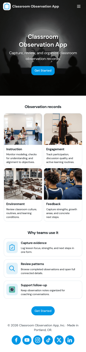 Classroom Observation App Template