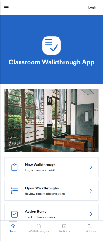 Classroom Walkthrough App Template
