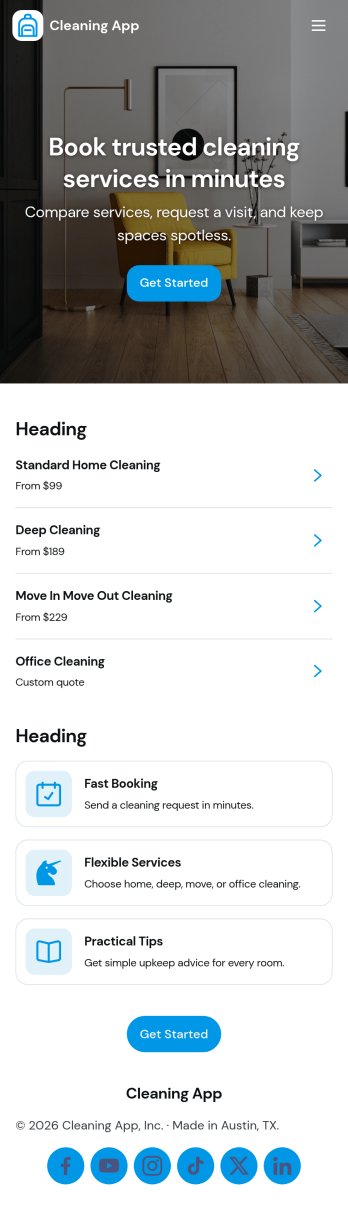 Cleaning App Template