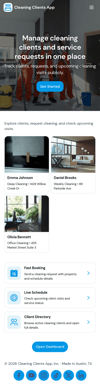 Cleaning Clients App Template