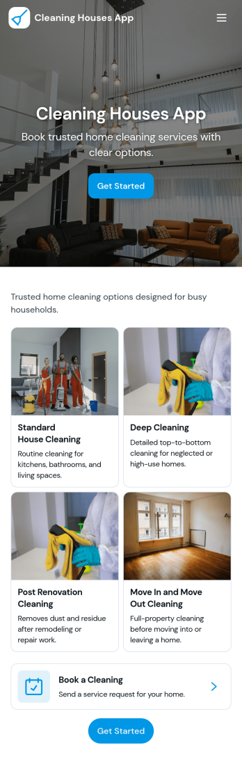 Cleaning Houses App Template