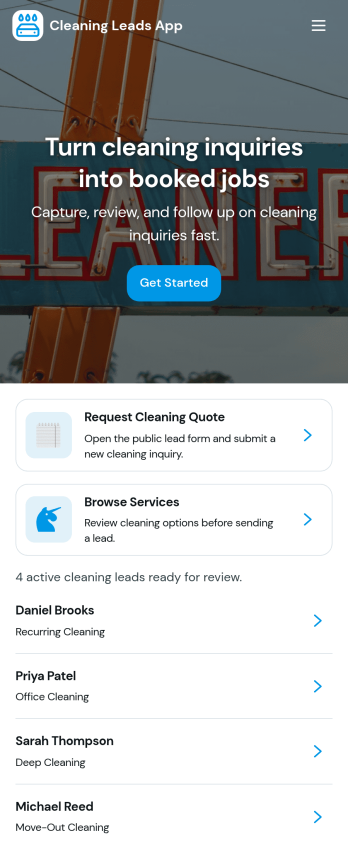 Cleaning Leads App Template