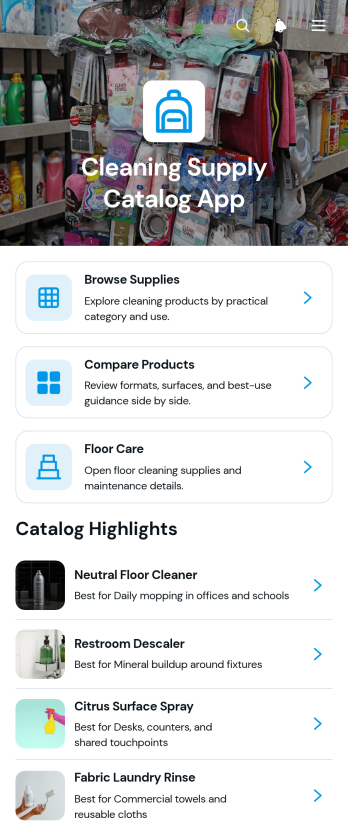 Cleaning Supply Catalog App Template