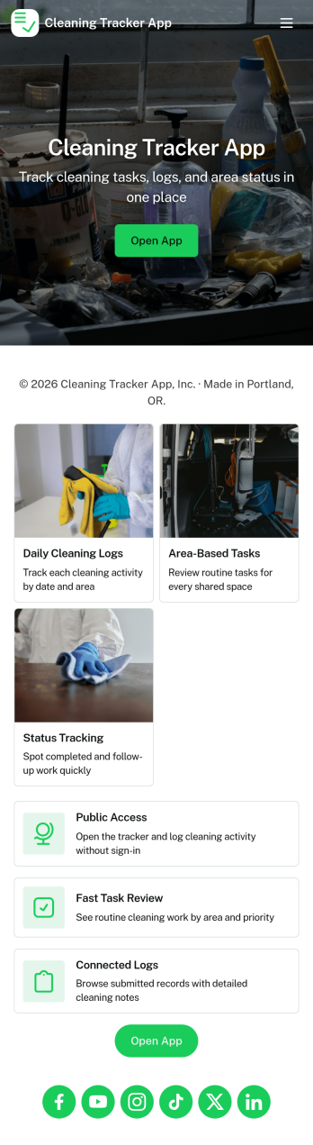 Cleaning Tracker App Template