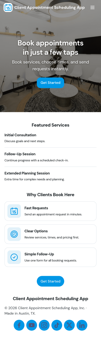 Client Appointment Scheduling App Template