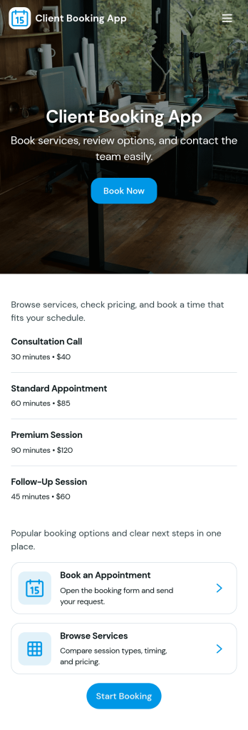 Client Booking App Template